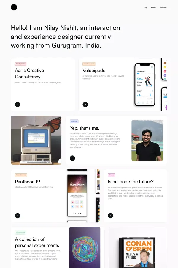 Nilay - Interaction & Experience Designer - website design inspiration