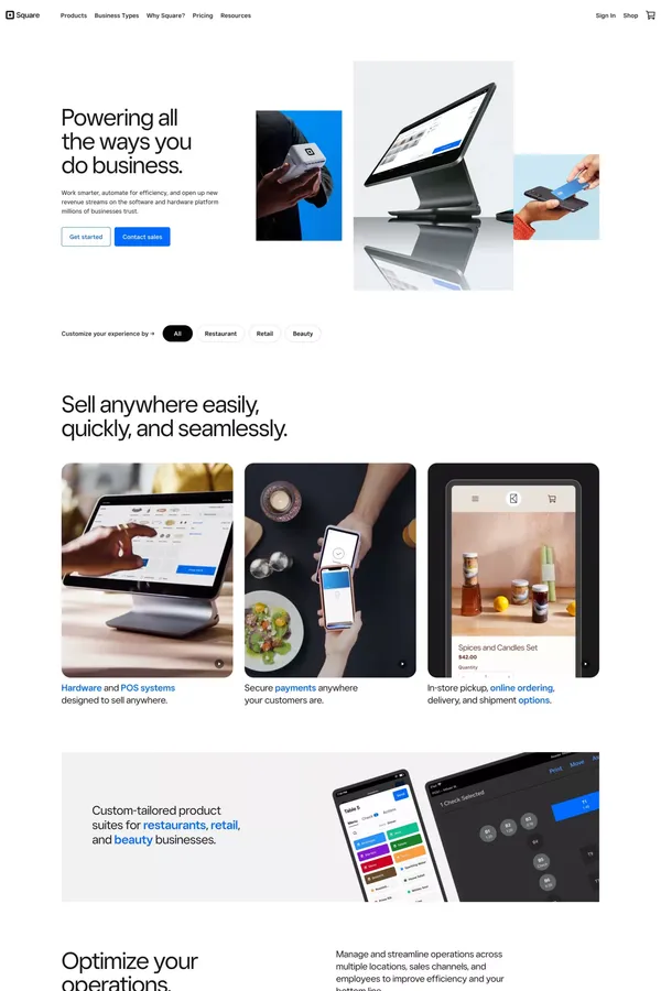 Square | Solutions For Your Small, Medium & Large Business - Landing design inspiration