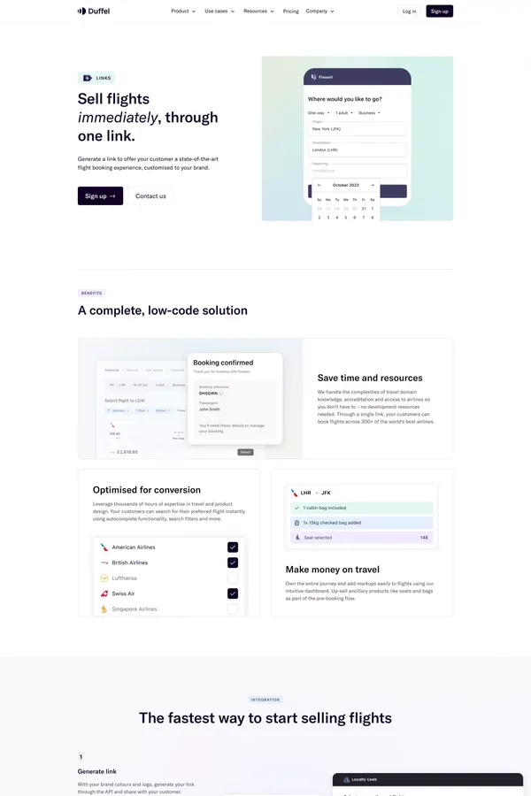 Duffel - Links - Landing design inspiration