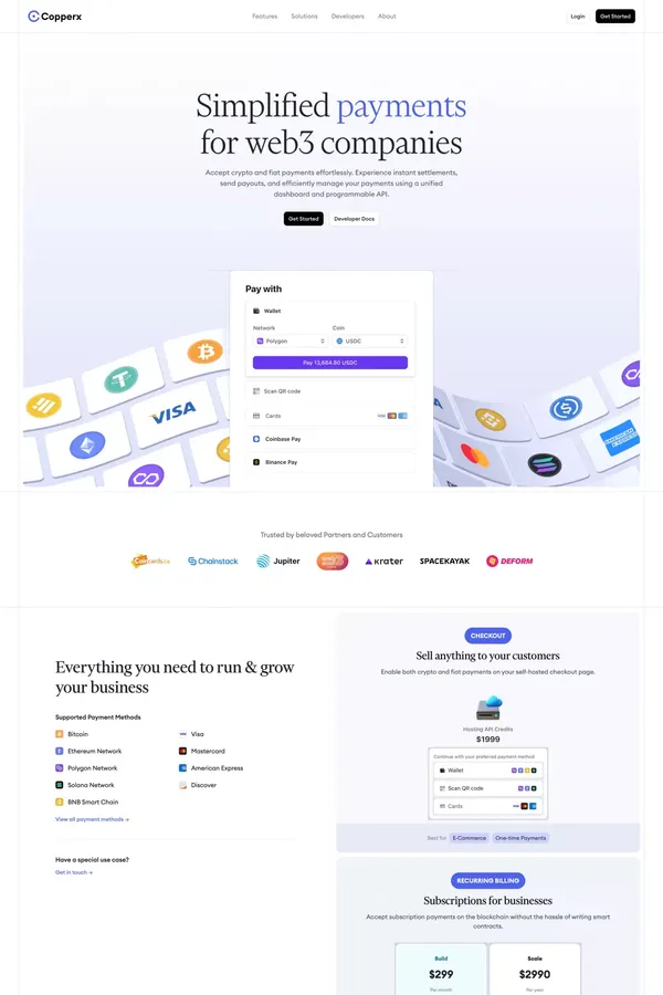 Simplified payments for web3 companies - Copperx - Landing design inspiration