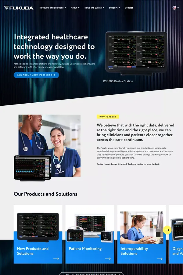 Healthcare Devices and Software | Fukuda Denshi - website design inspiration