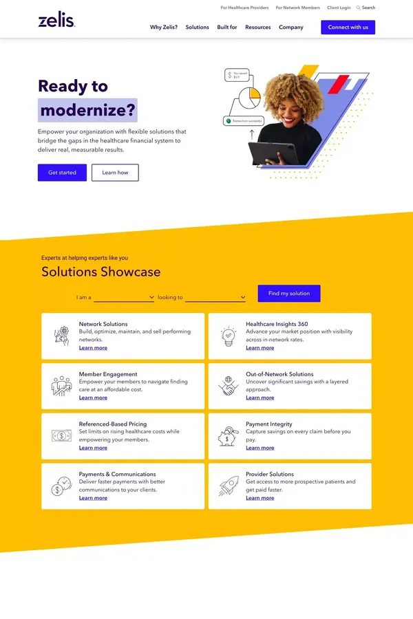 Modern Healthcare Financial Experiences are Built with Zelis - website design inspiration