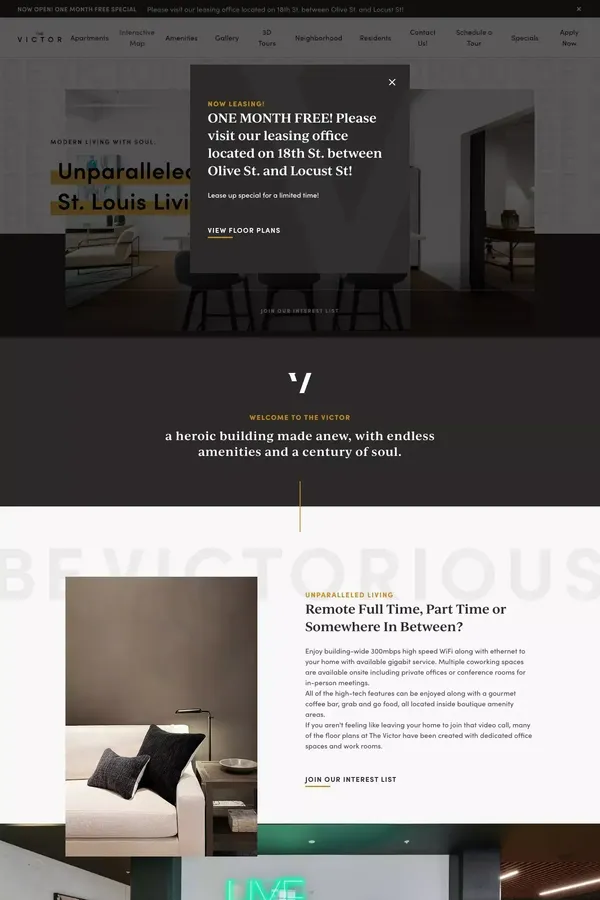 The Victor | Luxury Apartments For Rent In Downtown St. Louis, MO - website design inspiration