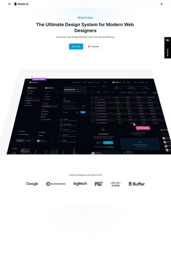 Riddle UI â  Figma UI Web Design system