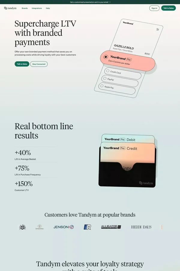 Tandym | Branded cards for the best brands - Landing design inspiration