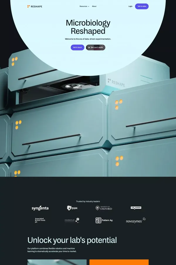 Reshape - Landing design inspiration
