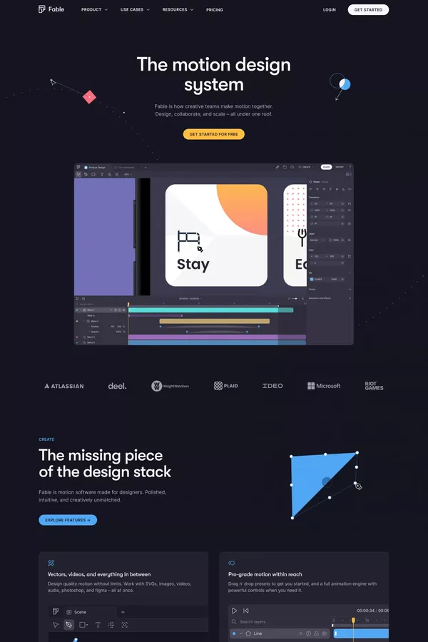Fable – The collaborative motion design system - Landing design inspiration