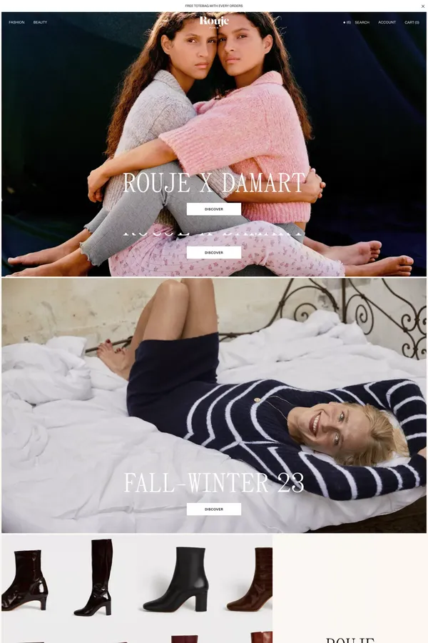 Rouje | Feminine and sensual allure - Born in Paris - Ecommerce design inspiration