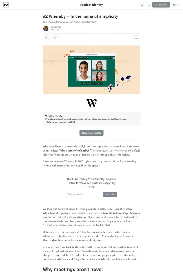 #2 Whereby – In the name of simplicity - by Itay Dreyfus - Blog Post design inspiration
