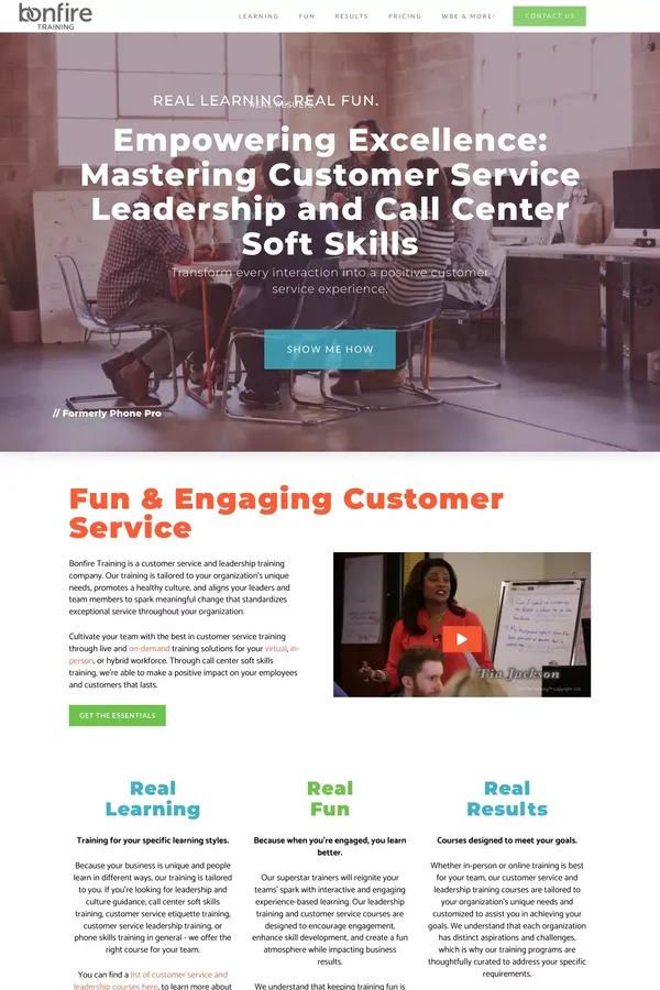 Customer Service Leadership | Call Center Soft Skills Training | Bonfire Training - website design inspiration