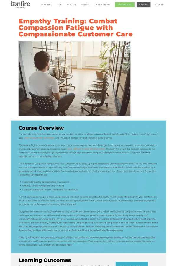 Empathy Training for Customer Service - Bonfire Training - website design inspiration