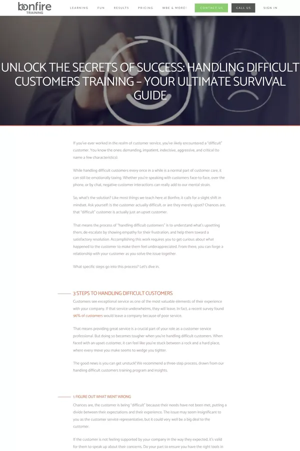 Handling Difficult Customers Training | Bonfire Training - website design inspiration