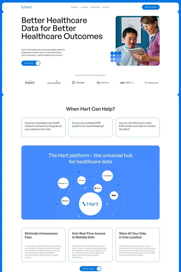 Hart | Better Healthcare Data for Better Healthcare Outcomes - Landing design inspiration