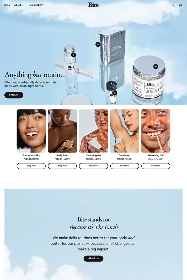 Bite Toothpaste Bits - Ecommerce design inspiration