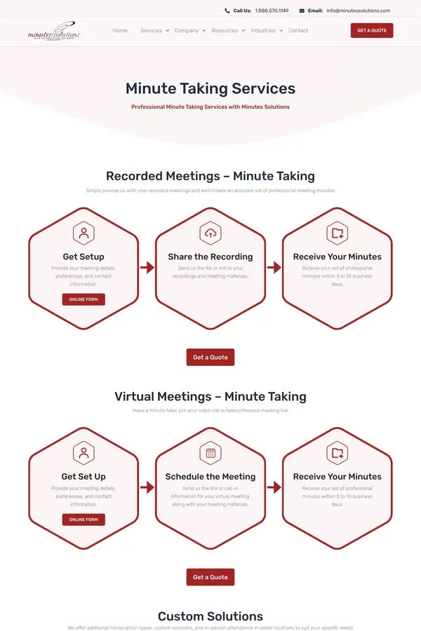Professional Minute Taking Services - Minutes Solutions - website design inspiration
