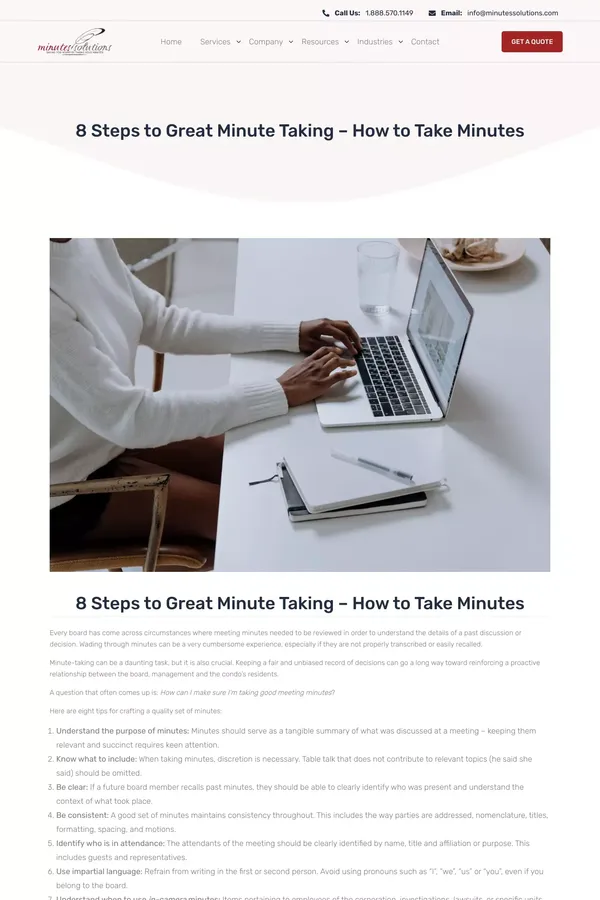 8 Steps to Great Minute Taking - How to Take Minutes - website design inspiration