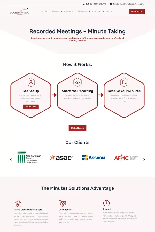 Recorded Meetings | Minutes Solutions Services - website design inspiration