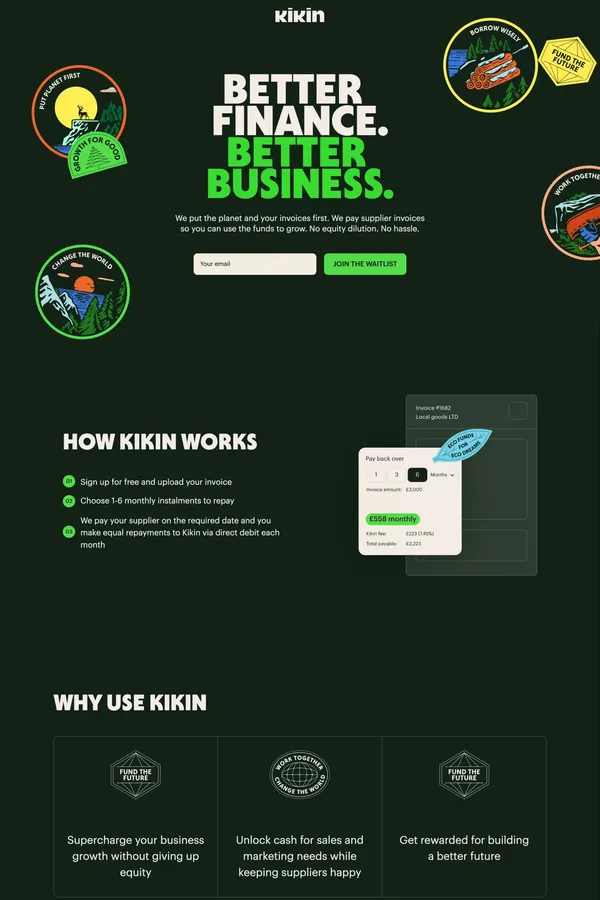 Kikin Finance - Landing design inspiration