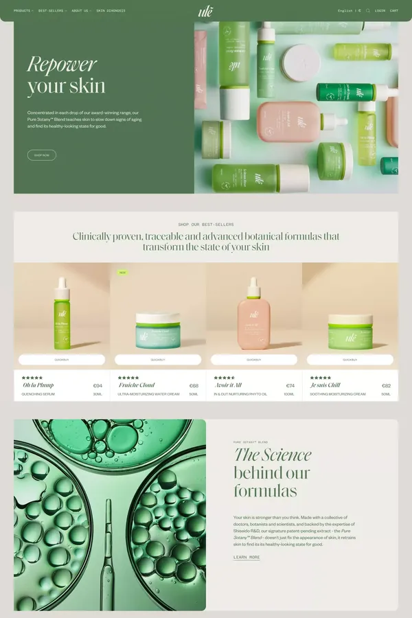 Ulé Beauty Cosmetics - Ecommerce design inspiration