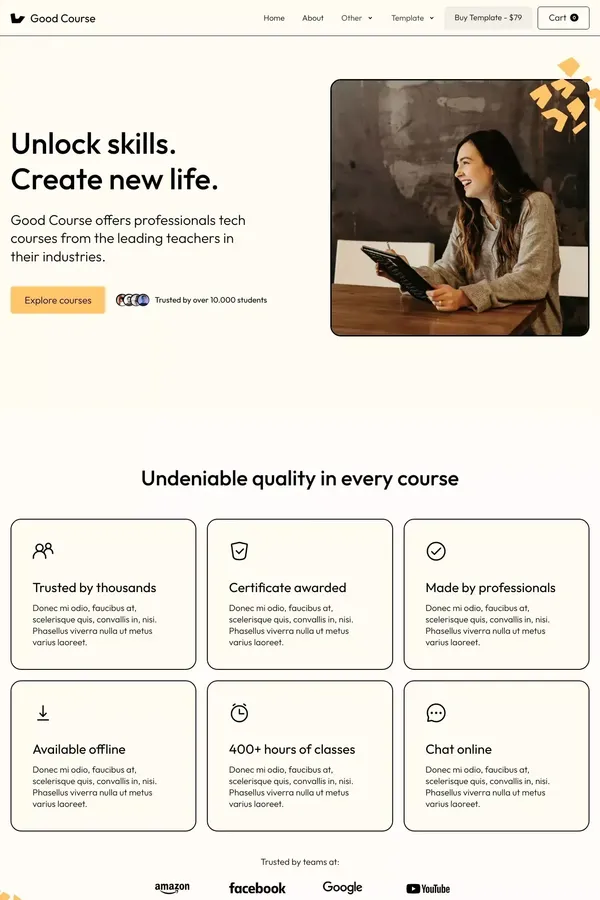 Good Course - Webflow Ecommerce website template - Template design inspiration