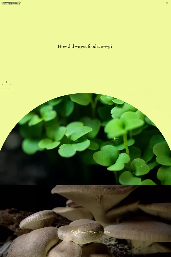Preferable Future of Food - Landing design inspiration