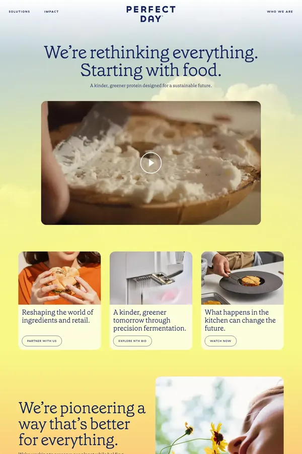 Sustainable Animal-Free Dairy & Protein - Perfect Day - Landing design inspiration