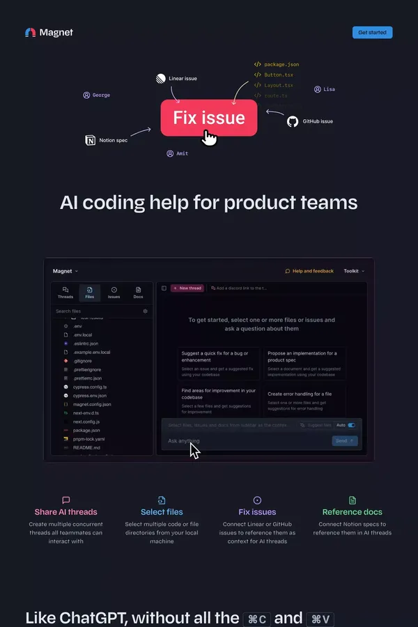 Expert AI coding assistant - Magnet - website design inspiration