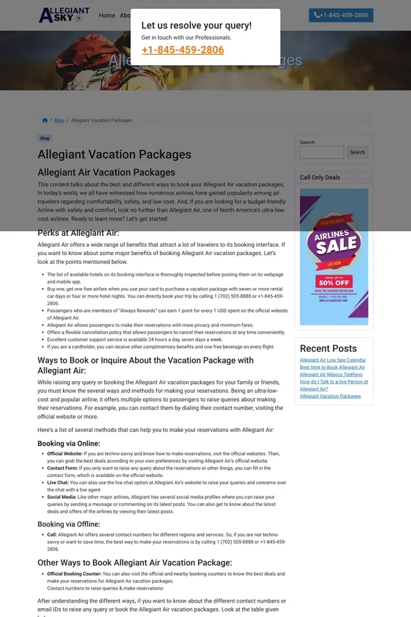 Allegiant Vacation Packages: Cheap Flights with Best Deals - website design inspiration