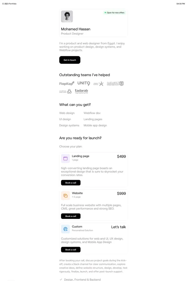 Mohamed Hassan — Product Designer - website design inspiration