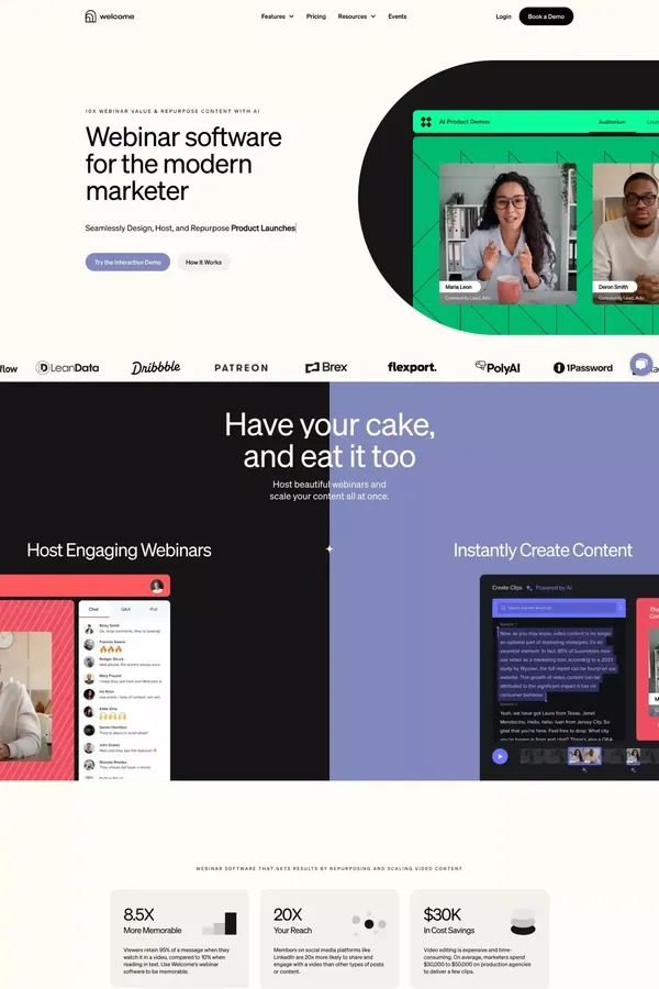 Welcome - Webinar Software for Marketers - Landing design inspiration