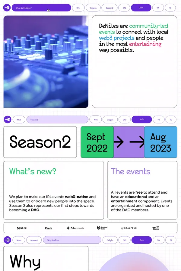 DeNites → Connect with local web3 communities - Landing design inspiration
