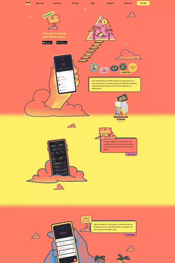 Up | Upgrade your banking - Landing design inspiration