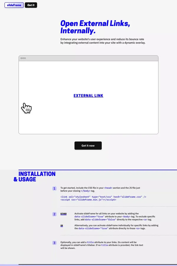 slideFrame â Open External Links, Internally.