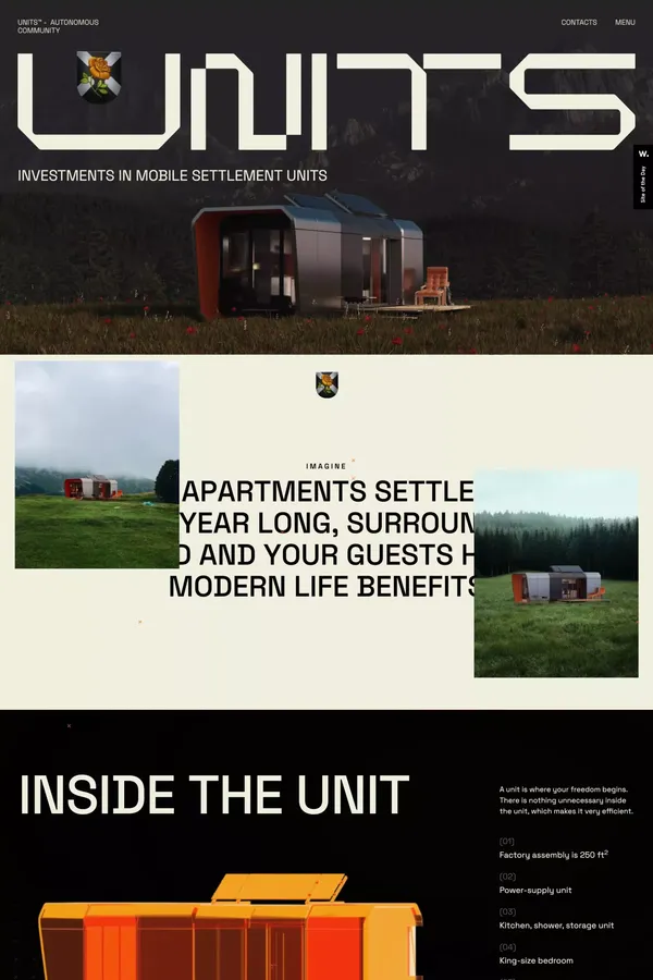 Units™ - Investments in future of living - Landing design inspiration