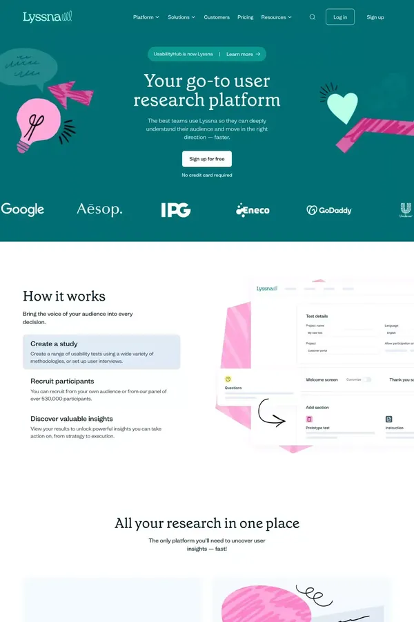 User Research & Usability Testing Platform | Lyssna - website design inspiration