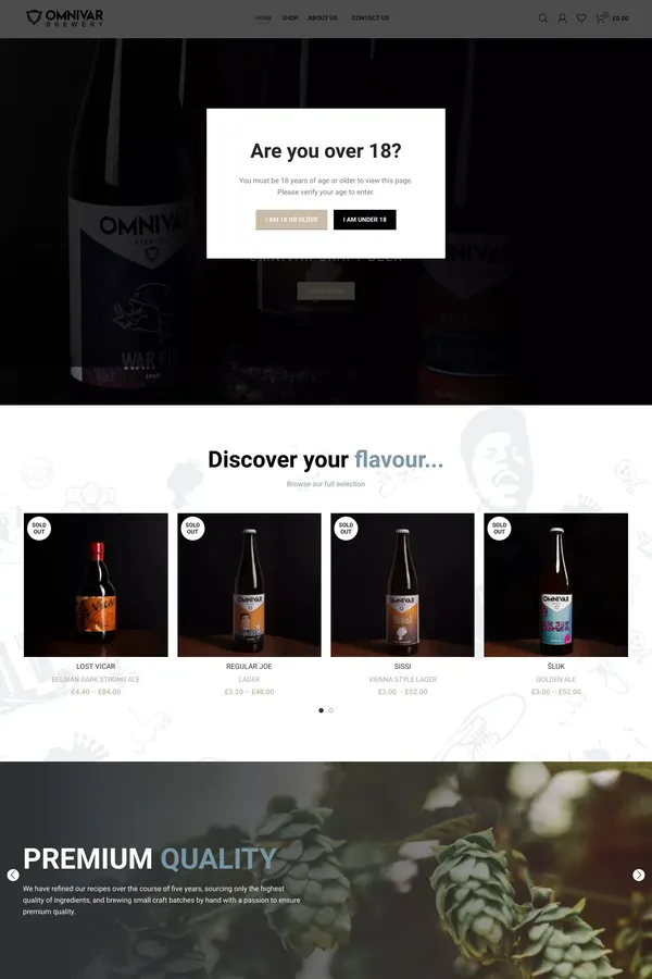 Omnivar Brewery - Ecommerce design inspiration