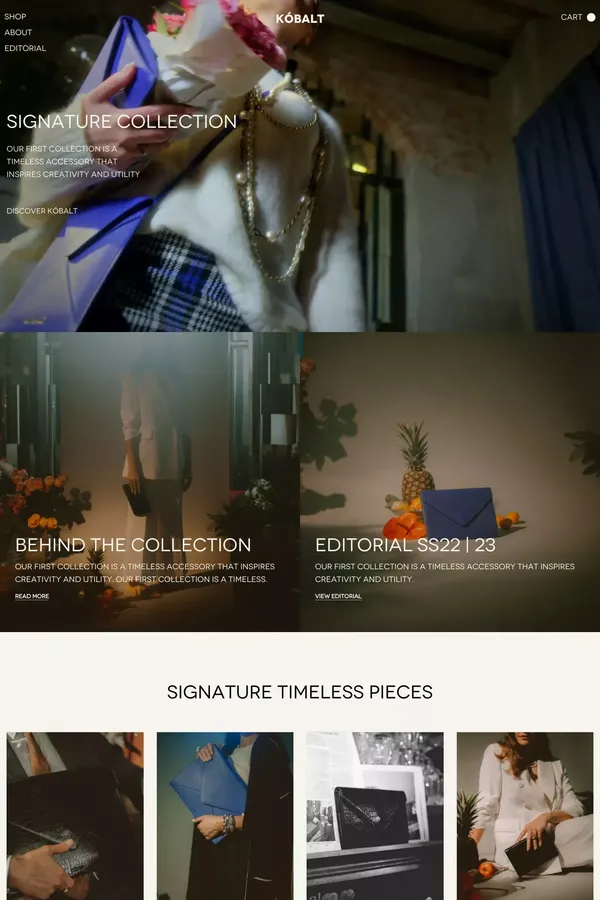 KÓBALT – MADE TO WEAR LUXURY - Ecommerce design inspiration