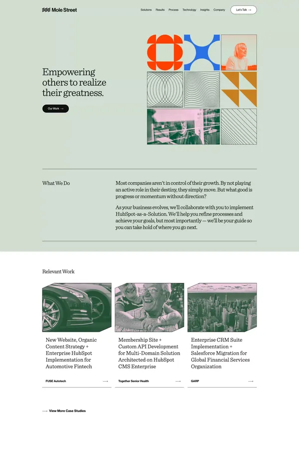 Mole Street - HubSpot Elite Solutions Partner Agency - Landing design inspiration