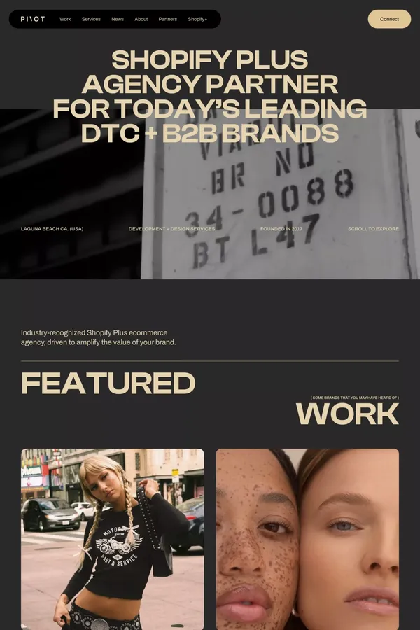 PIVOT | Top Shopify Plus Agency for DTC & B2B Brands - Portfolio design inspiration