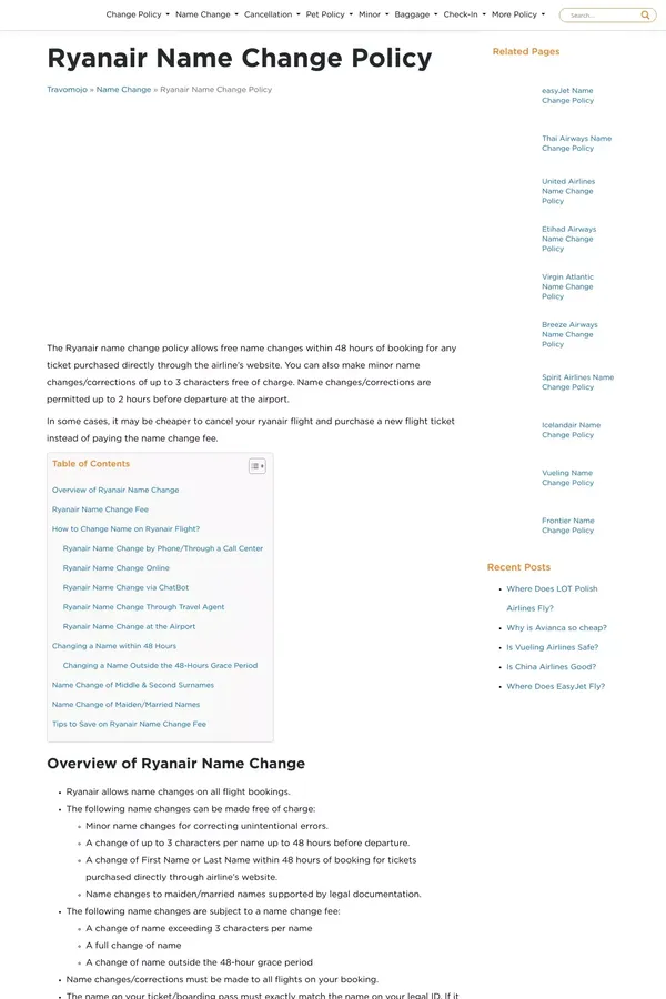 Ryanair Name Change Policy & Correction Fees +1-844-933-2065 - website design inspiration