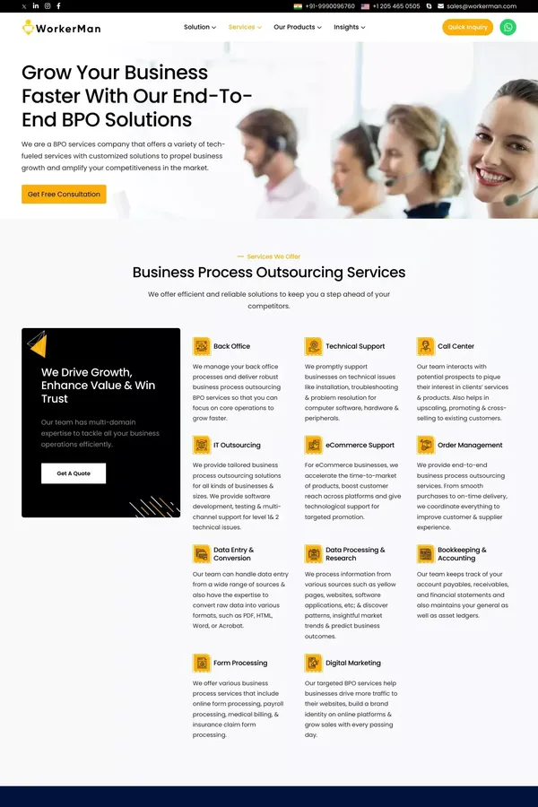 Business Process Outsourcing BPO Services - WorkerMan - Blog design inspiration