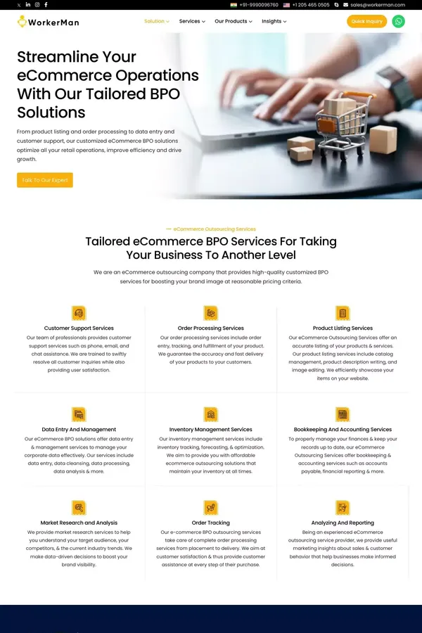 eCommerce Outsourcing Services | eCommerce BPO - WorkerMan - Blog design inspiration