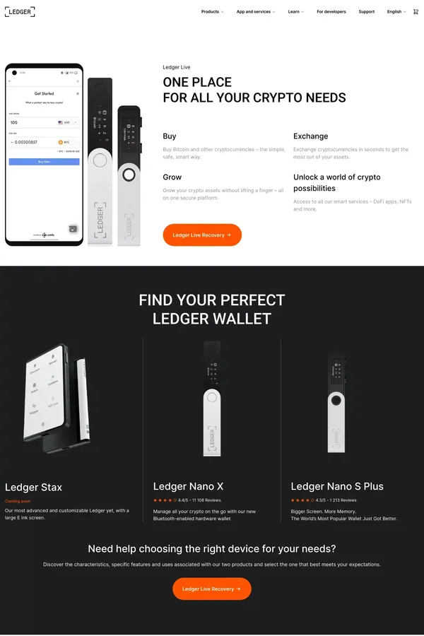 Ledger Wallet - State-of-the-art security for crypto assets | Ledger - website design inspiration