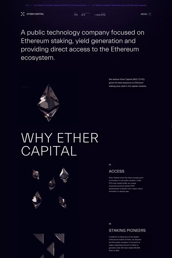 Ether Capital - Landing design inspiration