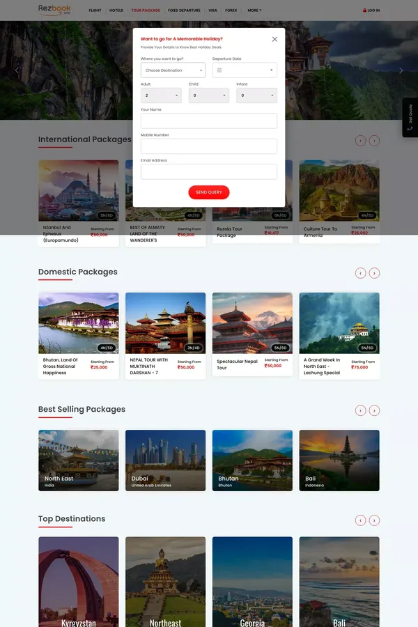 Personalize Holiday Packages | Rezbook Global DMC - website design inspiration
