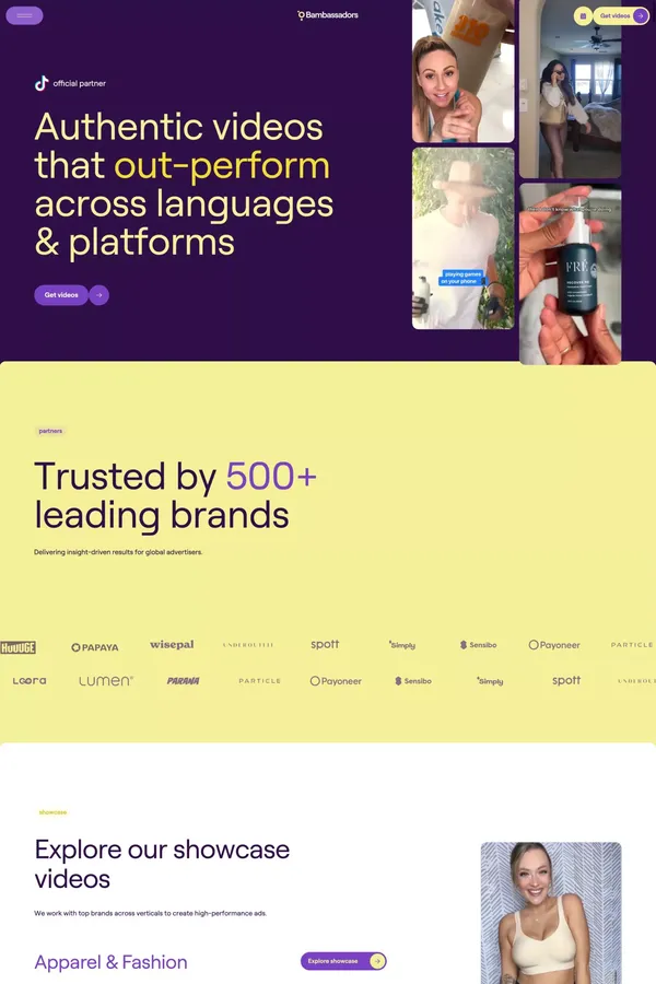 Bambassadors | UGC and Creator Marketing for D2C Brands - Landing design inspiration