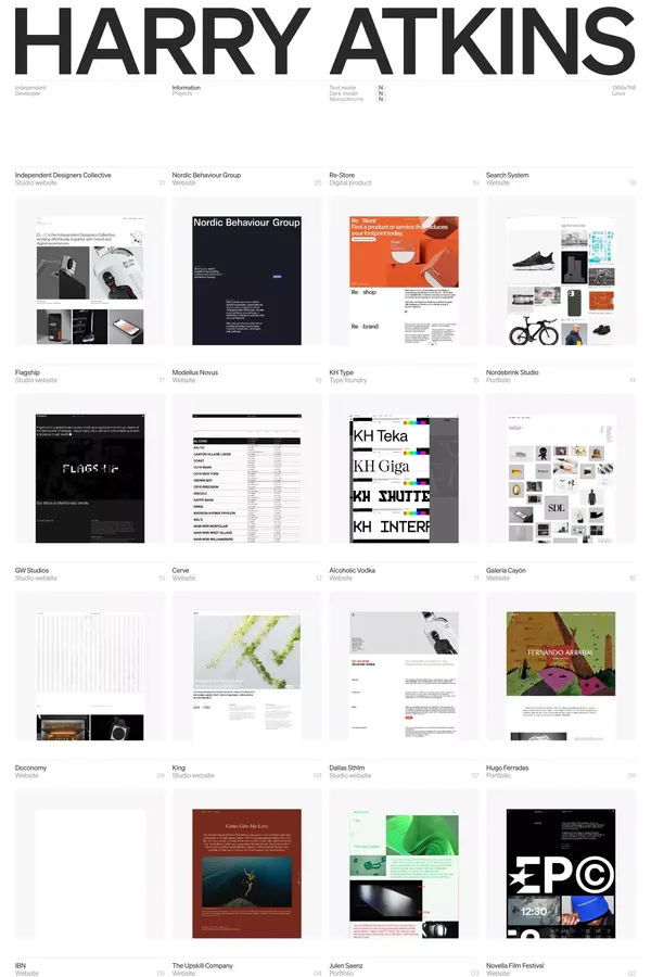 Harry Atkins — Independent Developer - Portfolio design inspiration