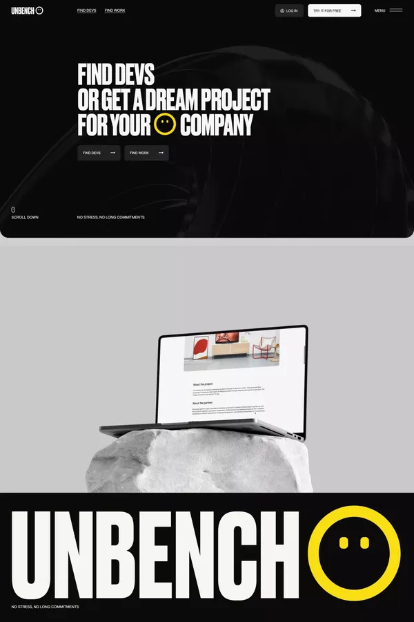 Unbench - Landing design inspiration
