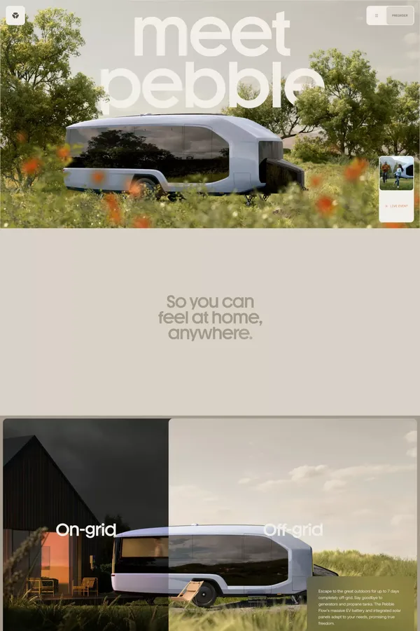 Pebble | Where Home Meets the Road - Landing design inspiration