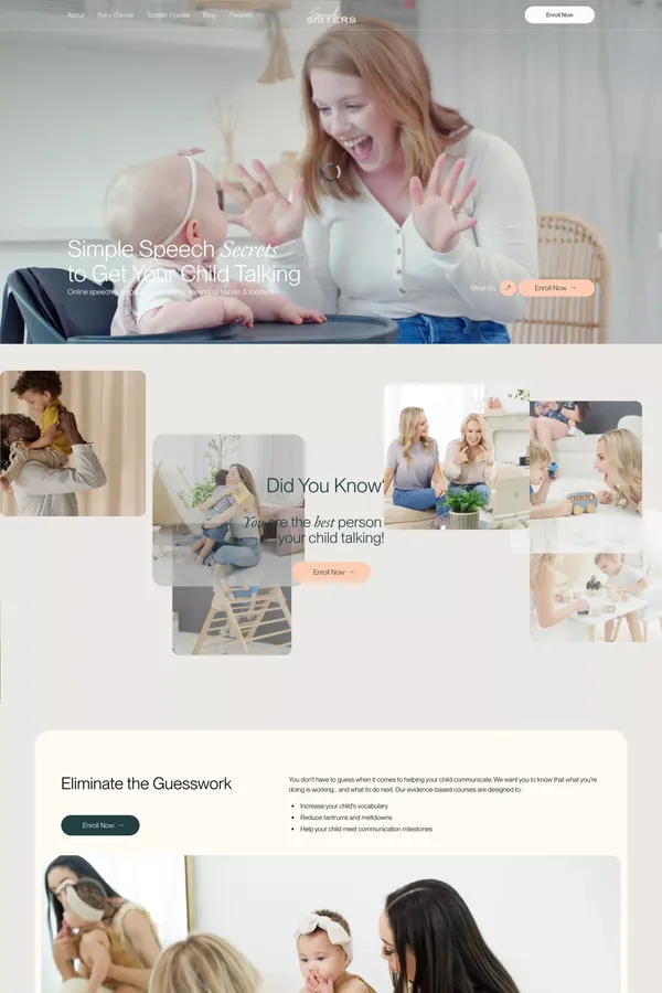 Speech Sisters - Speech Therapy Courses to Help Get Your Child Talking - Landing design inspiration